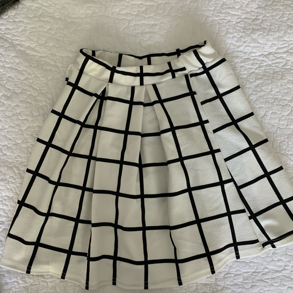 Petite Checked Mini Box Pleat Skater Skirt